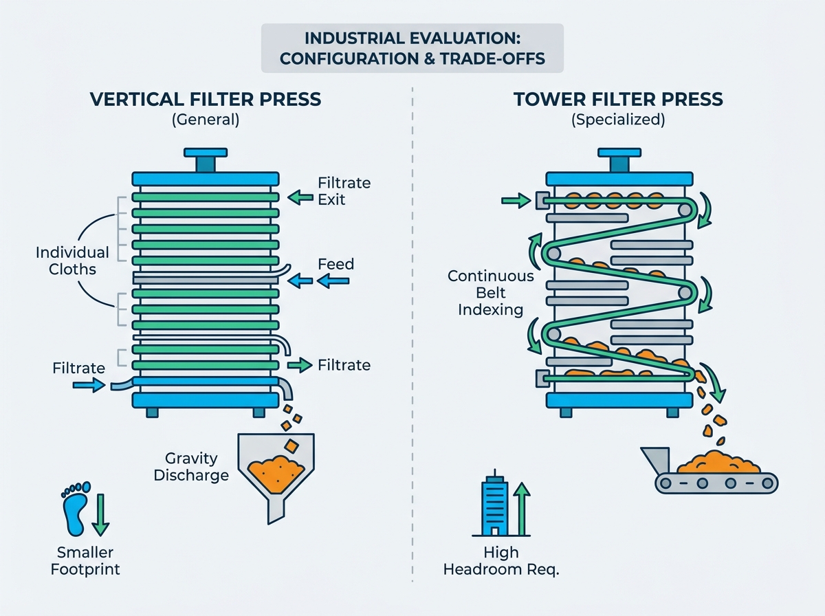Sistema de filtro prensa industrial en funcionamiento